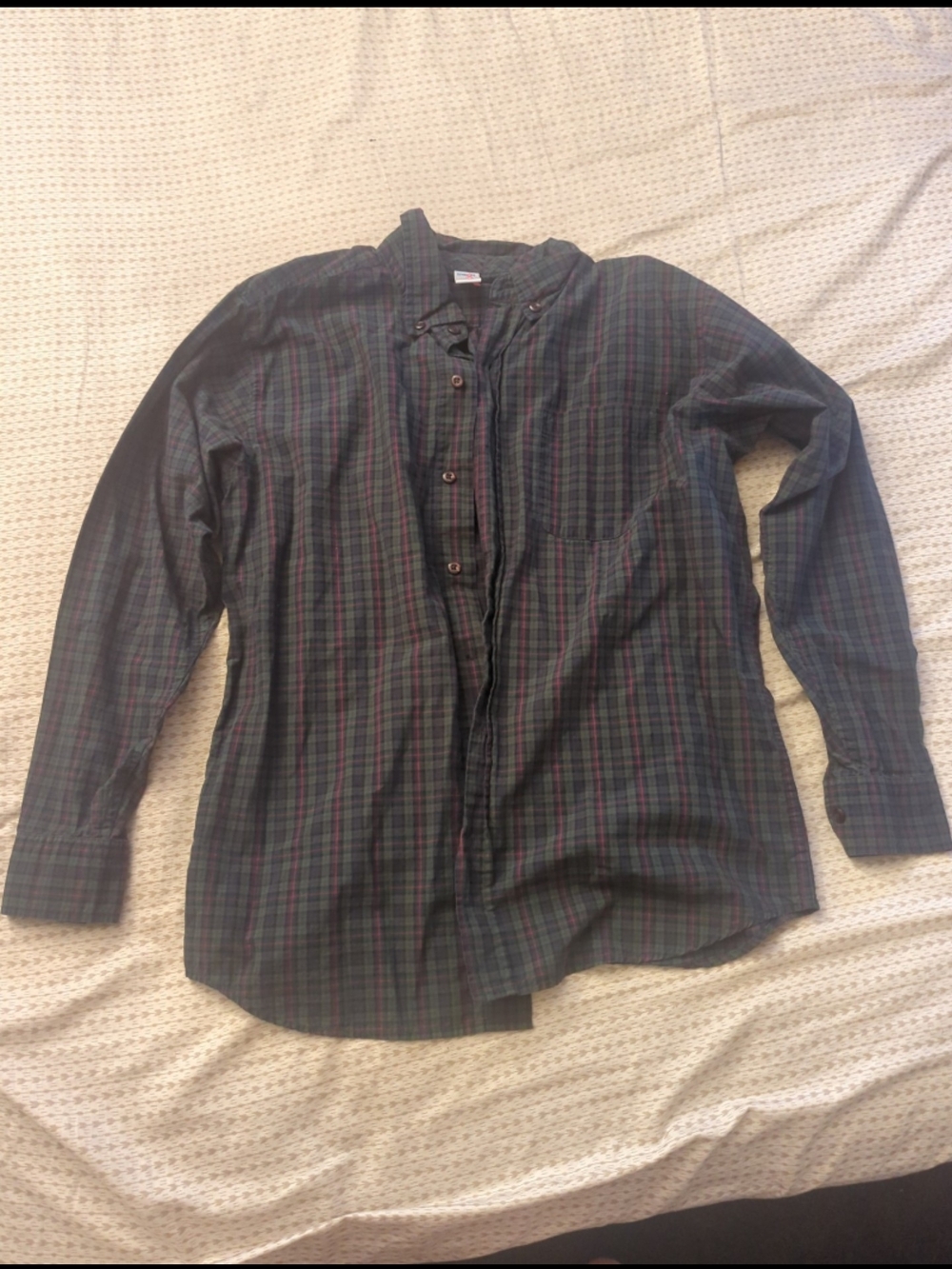 Gymboree Men's Dark Green and Blue Plaid Button-Down Shirt